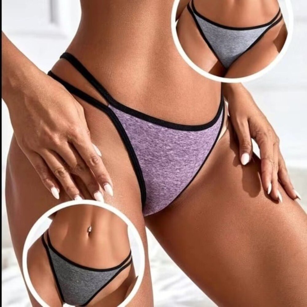 3pc Athletic Low-Cut Briefs Cotton Panties Set